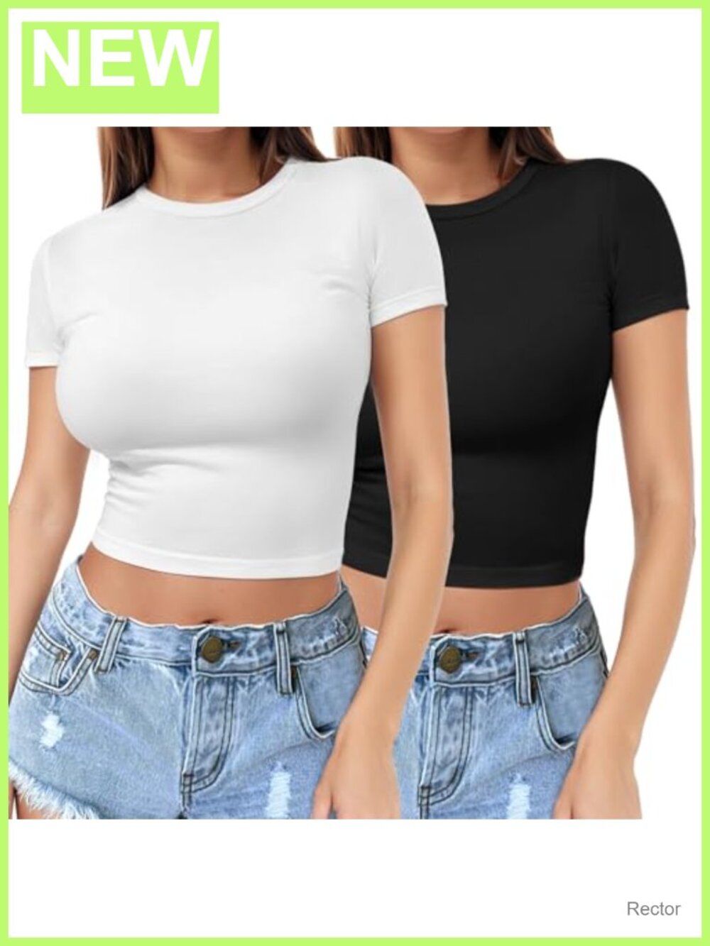 Women's 2-Piece Short Sleeve Crop Top Crew Neck Y2K Slim Fit Workout Shirt